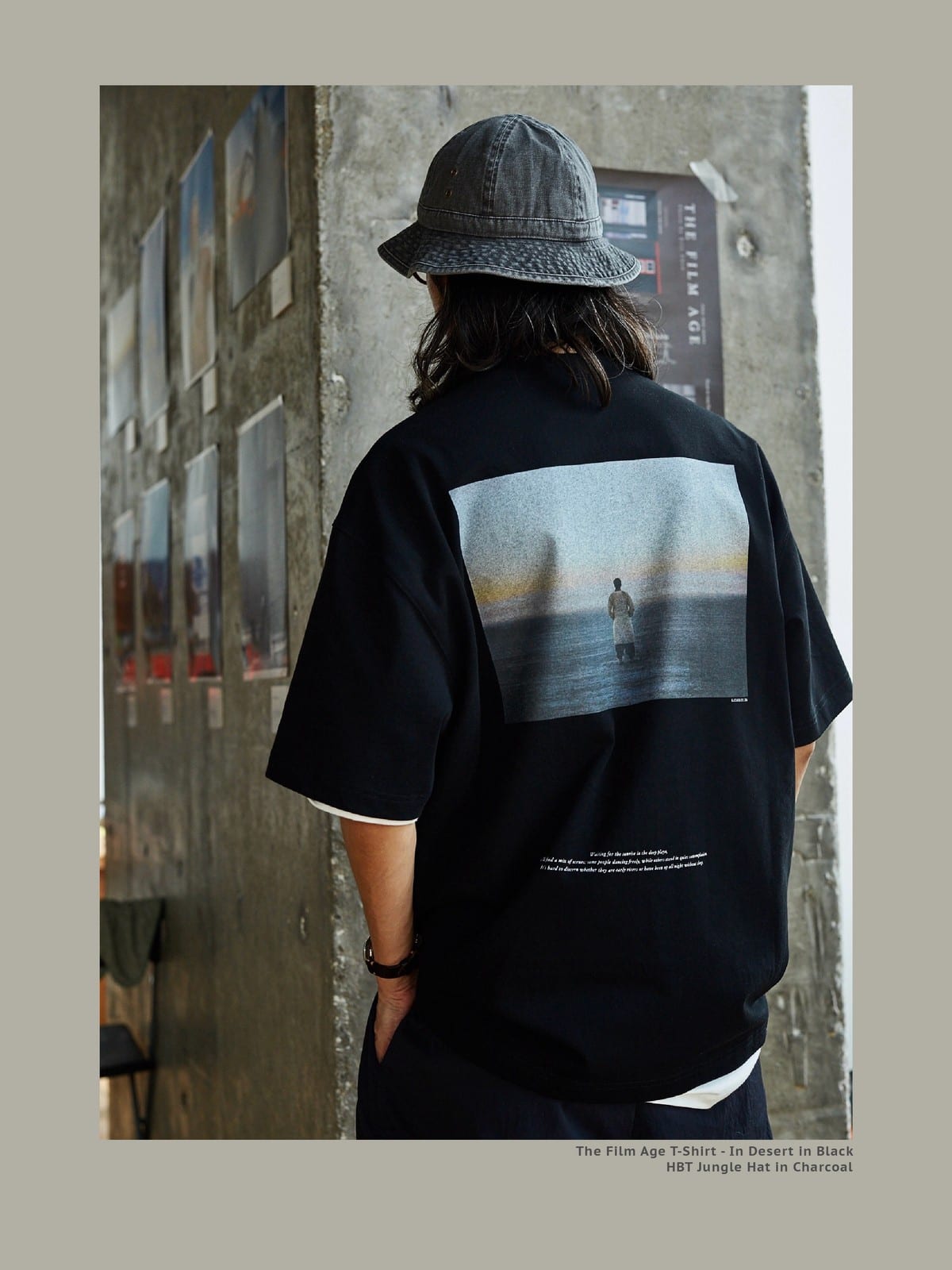 USAGE Vintage Photo Print Cotton T Shirt in Black - On Model