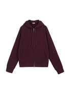 SIMPLE PROJECT Cotton Blend Zip Up Hoodie in Burgundy