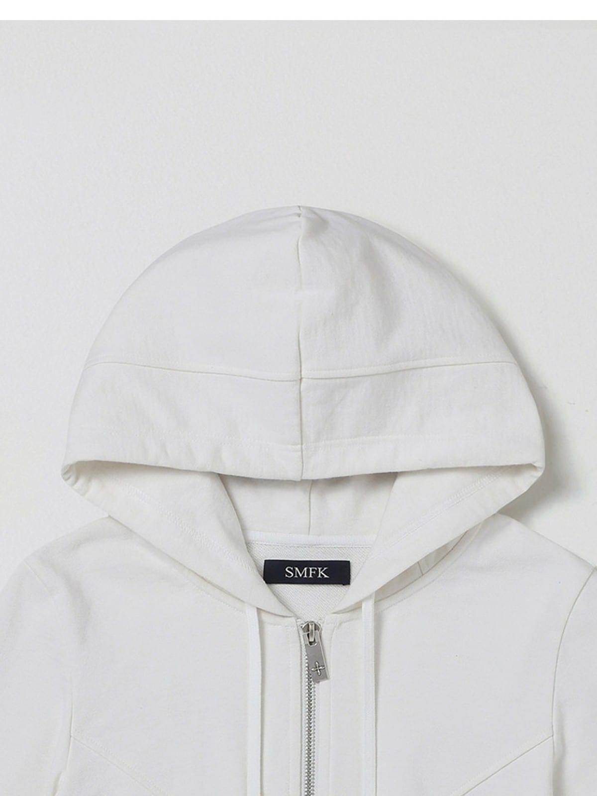 SMFK Cotton Blend Zip Up Hoodie in White - Detail