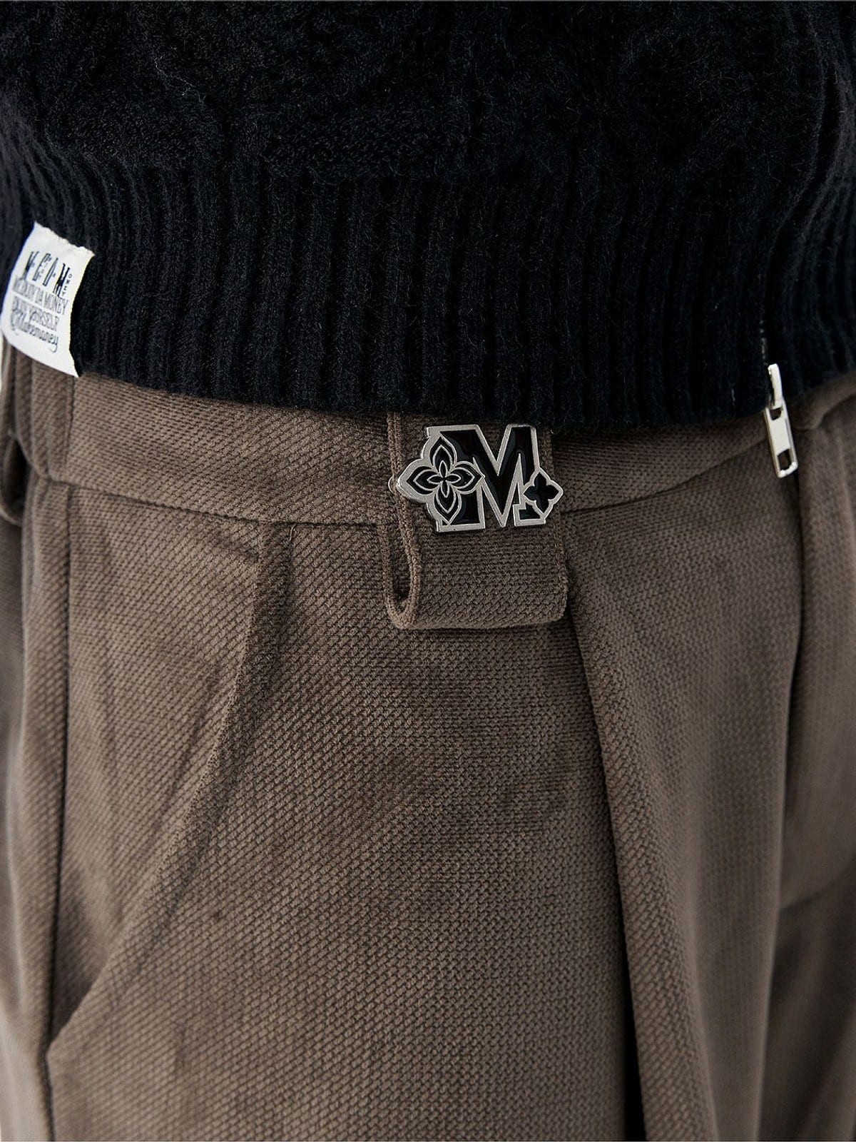 MEDM Wide Leg Parachute Cargo Pants in Brown - On Model