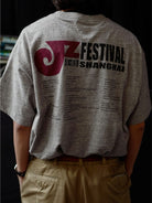 USAGE JZ Festival Graphic Cotton T Shirt in Gray - On Model