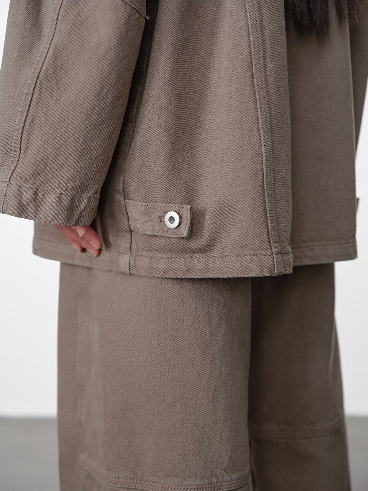 Random Piece Cotton Convertible Workwear Jacket in Brown - On Model