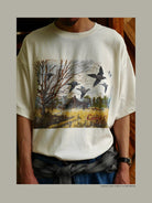 USAGE Canoe Club Graphic Cotton T Shirt in White - On Male Model