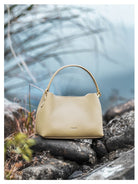 HONGU Cowhide Crossbody Bucket Bag in Beige - Lifestyle