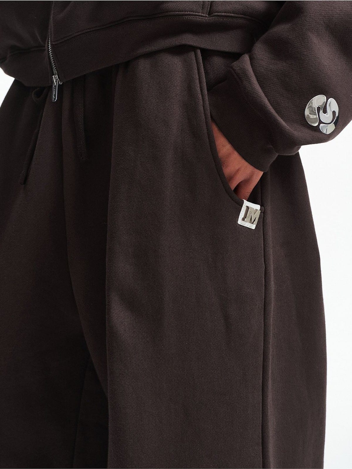 MEDM Cotton Drawstring Sweatpants in Brown - On Model