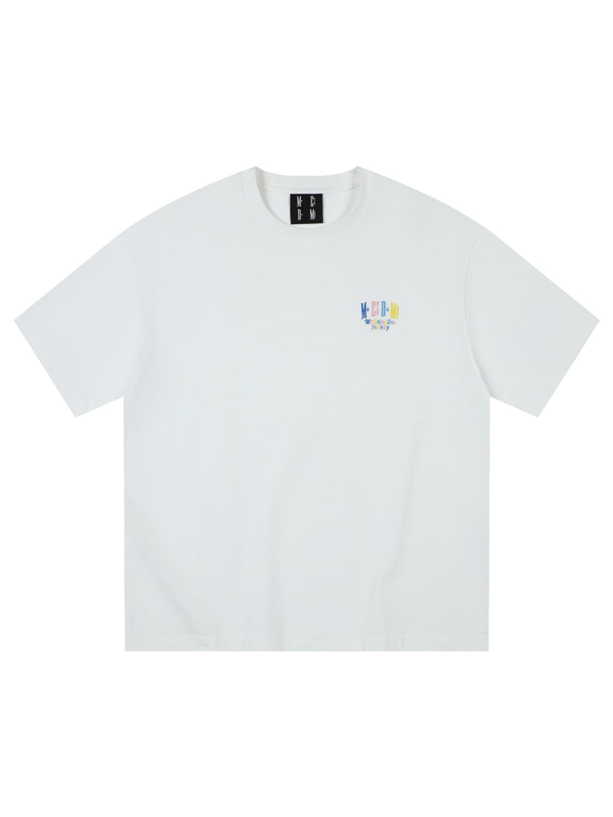 MEDM Letter Embroidery Cotton T Shirt in White