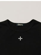 SMFK Short Sleeve Cropped T Shirt in Black - Detail