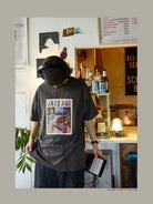 USAGE Heavyweight Graphic Cotton T Shirt in Dark Gray - On Male Model
