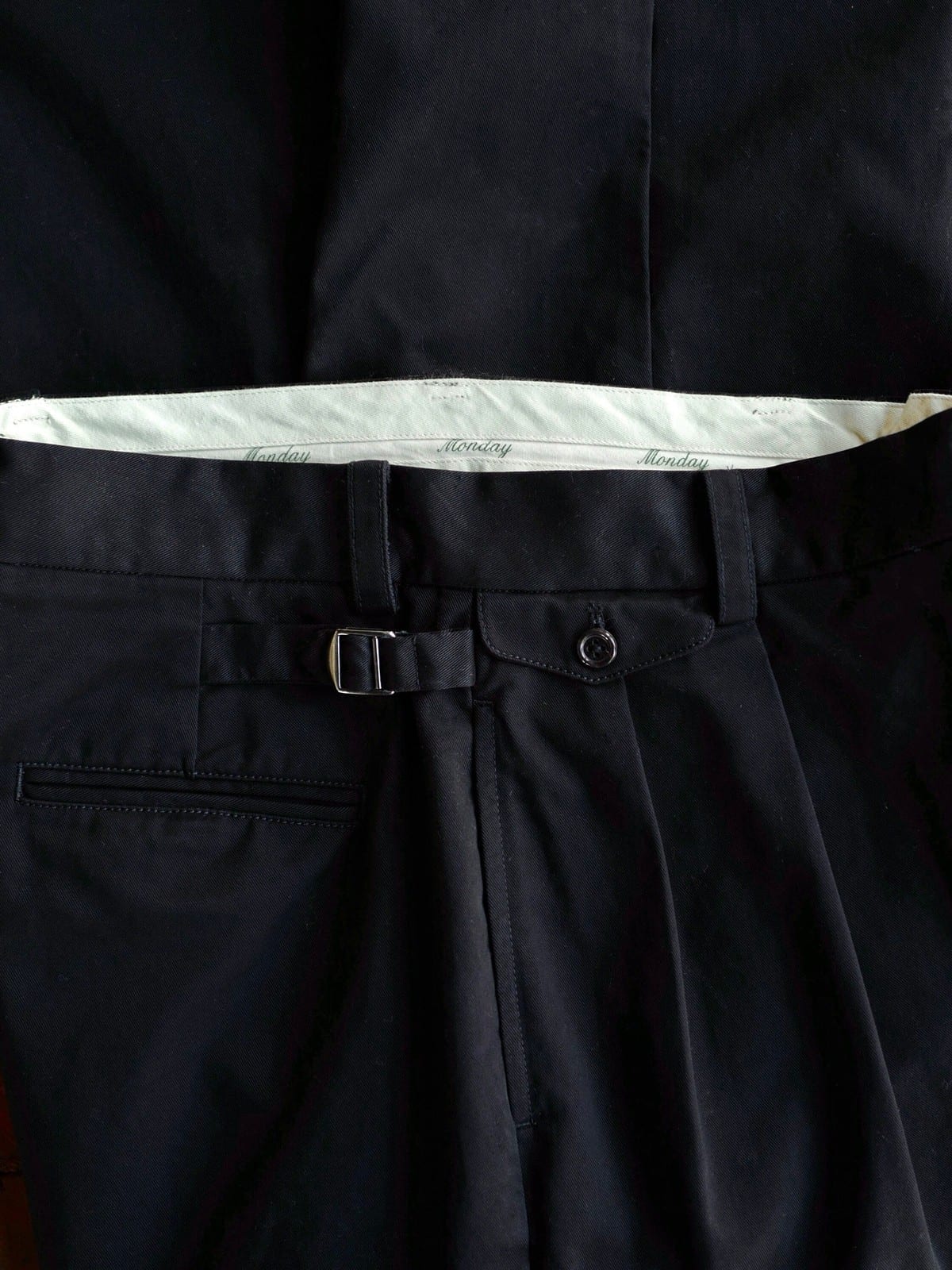USAGE Pleated Cotton Twill Chinos in Black - Detail