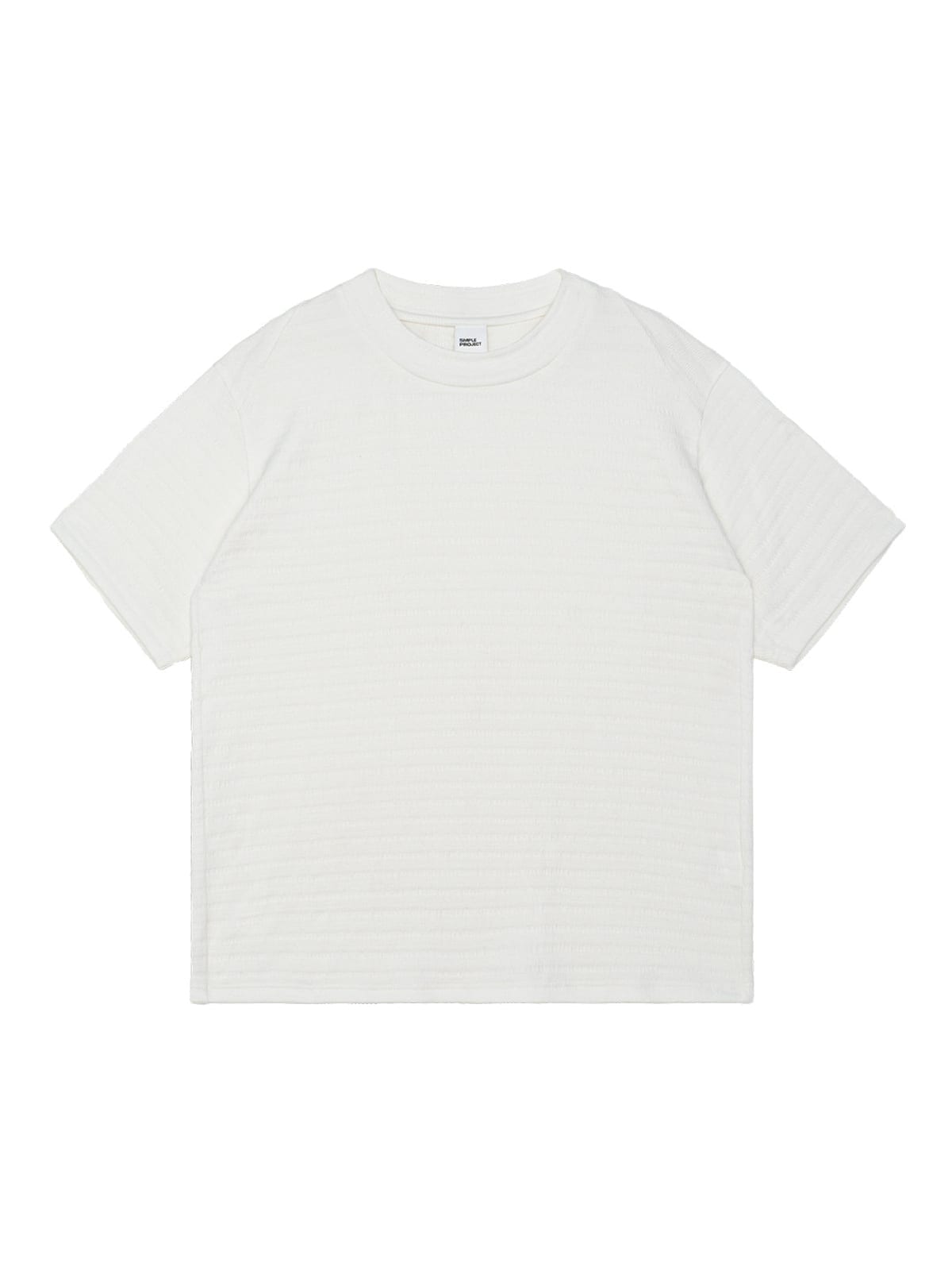 SIMPLE PROJECT Textured Diagonal Paneled T Shirt in White