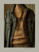 USAGE Reversible Cotton Crewneck Sweatshirt in Beige - On Male Model