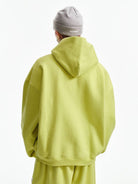 MEDM 3D Logo Two Way Zip Cotton Hoodie in Green - On Model