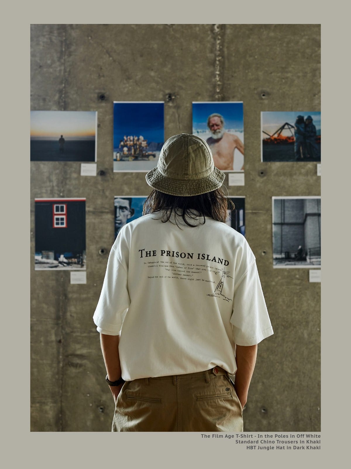 USAGE Air Spun Cotton Graphic T Shirt in White - On Model