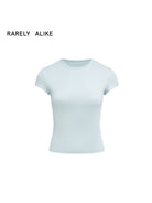 RARELY ALIKE Hourglass Cotton Crew Neck T Shirt in Sky Blue