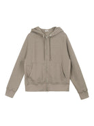 SIMPLE PROJECT Cotton Blend Zip Up Hoodie in Beige