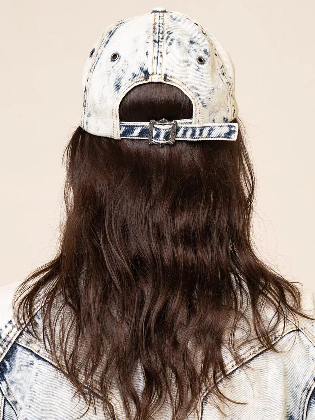 SMFK Distressed Cross Embroidered Baseball Cap in Sky Blue - On Model