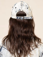 SMFK Distressed Cross Embroidered Baseball Cap in Sky Blue - On Model