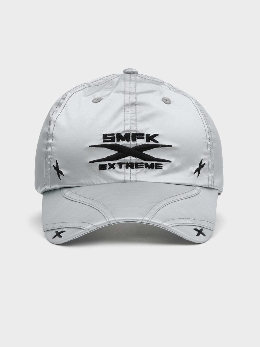 SMFK Distressed Cross Embroidered Baseball Cap in Gray