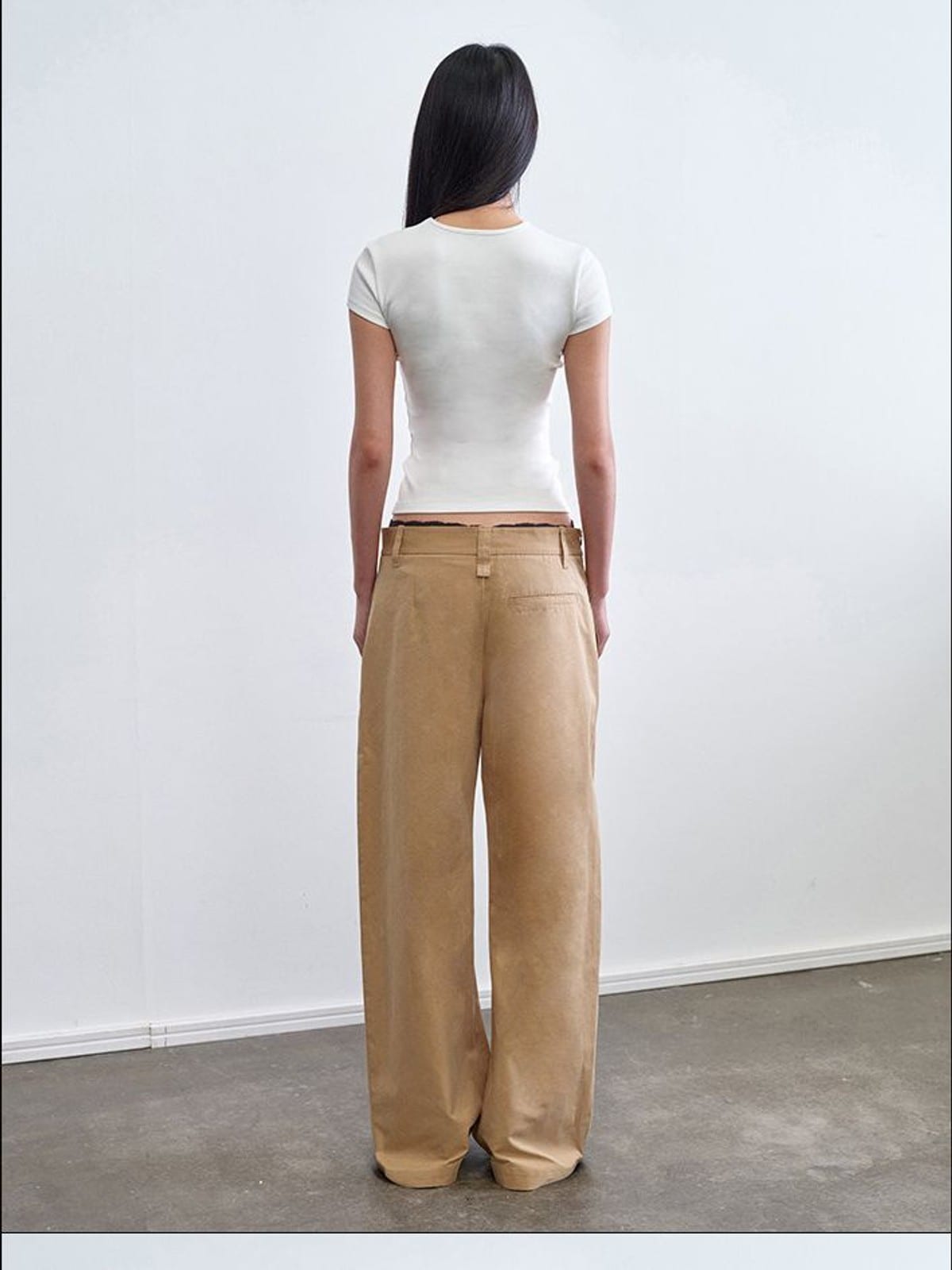RARELY ALIKE Cotton Blend Crew Neck T Shirt in White - On Female Model