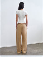 RARELY ALIKE Cotton Blend Crew Neck T Shirt in White - On Female Model