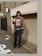 USAGE Heavyweight Graphic Cotton T Shirt in Dark Gray - On Male Model
