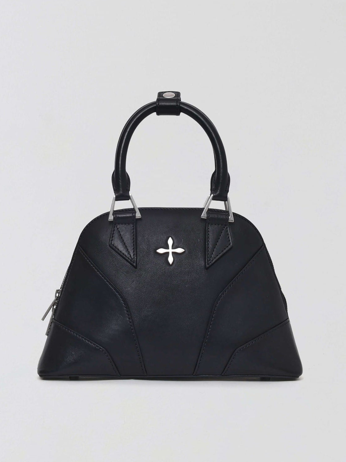 SMFK Medium Leather Shell Bag in Black