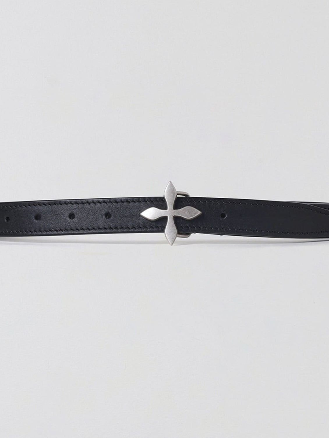 SMFK Thin Leather Cross Buckle Belt in Black