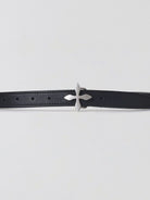 SMFK Thin Leather Cross Buckle Belt in Black