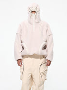 D5ove Sherpa Fleece Half Zip Sweatshirt in White - On Male Model