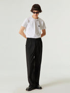 SIMPLE PROJECT Quick Release Belt Straight Leg Trousers in Black - On Male Model