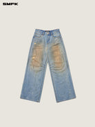 SMFK Distressed Dirty Wash Wide Leg Jeans in Denim