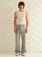 Retro 21 Air Layer Curved Leg Pants in Gray - On Male Model