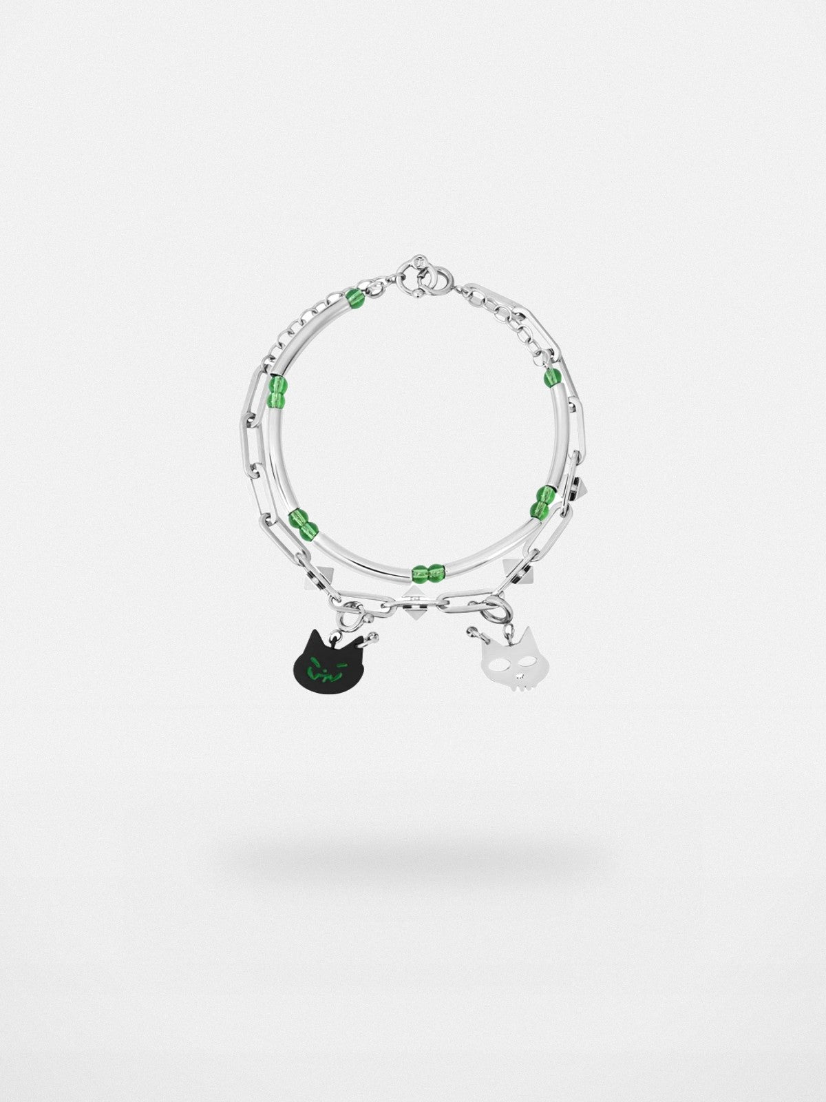 BLACKHEAD Double Layer Cat Charm Bracelet in Silver