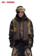 PERSONSOUL Armor Stitch Duck Down Vest in Brown - On Male Model