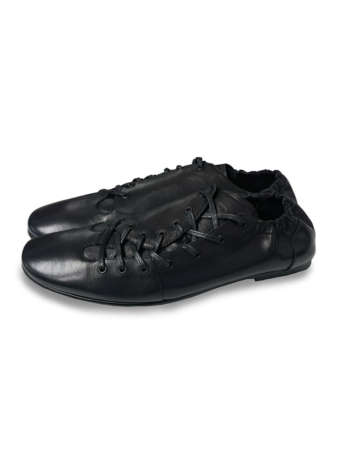 JCAESAR STUDIO Ruched Asymmetrical Leather Sneakers in Black