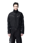 D5ove Multi Zipper Cotton Stand Collar Jacket in Black - On Model