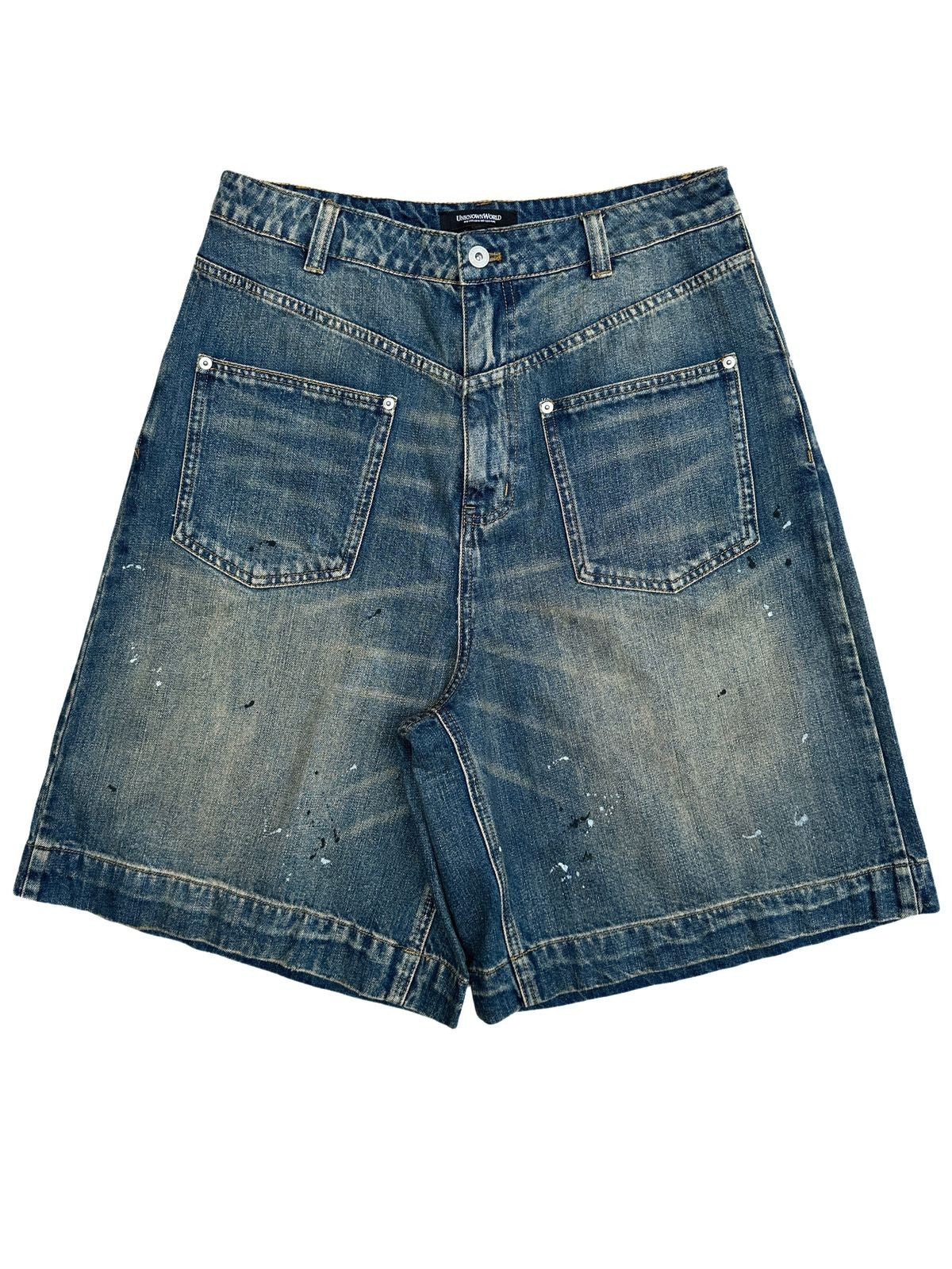 UNKNOWNWORLD Mud Dye Reverse Pocket Shorts in Yellow