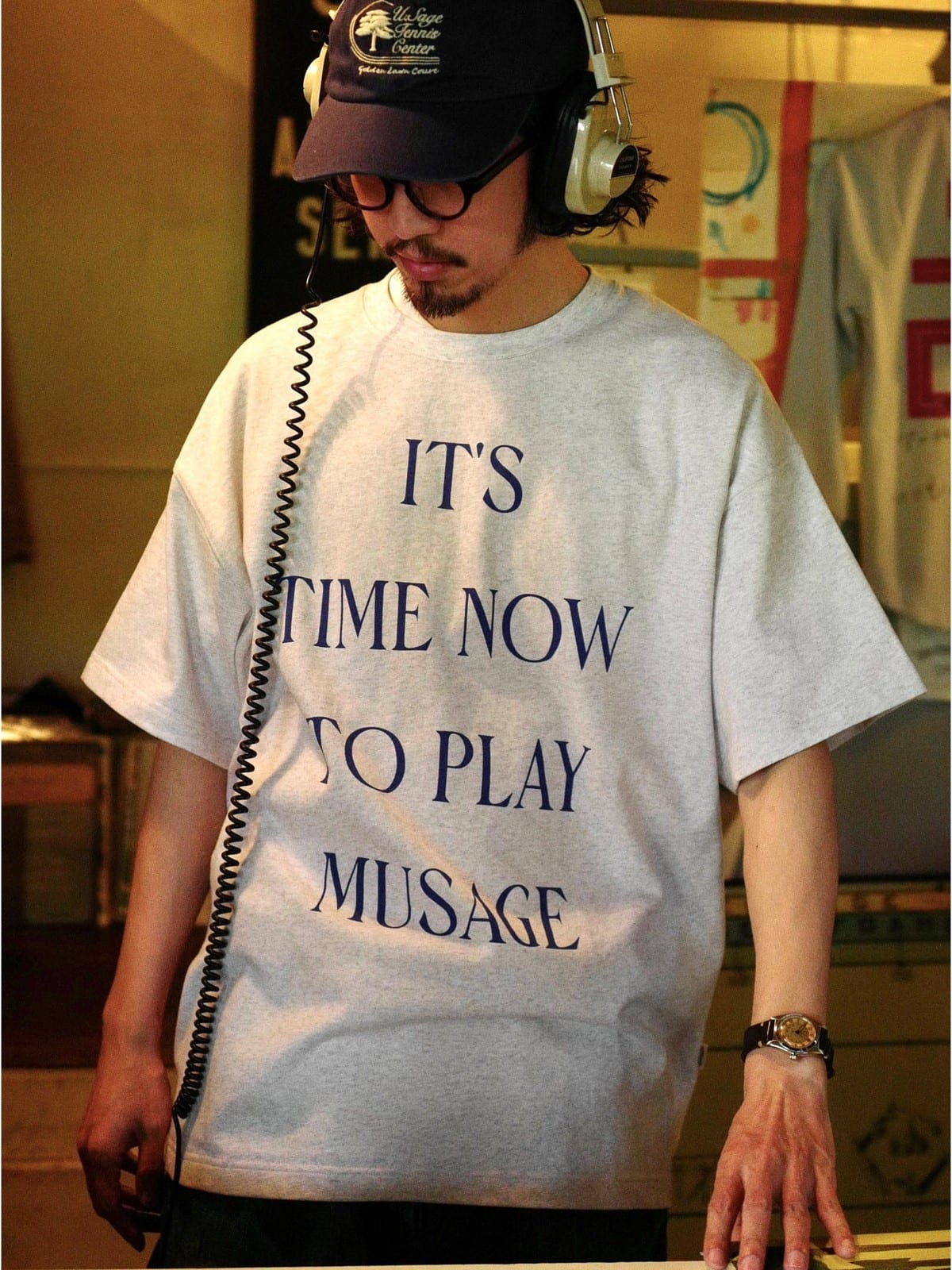 USAGE Heavyweight Graphic Cotton T Shirt in Heather Gray - On Male Model