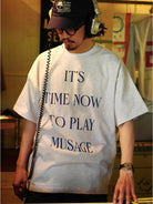 USAGE Heavyweight Graphic Cotton T Shirt in Heather Gray - On Male Model