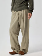 SIMPLE PROJECT Lyocell Blend Curved Leg Trousers in Mint - On Male Model