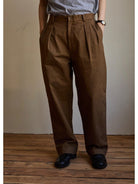 USAGE Pleated Cotton Twill Chinos in Beige - On Model
