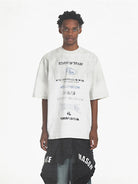 MASONPRINCE Distressed Typographic Cotton T Shirt in Gray - On Male Model
