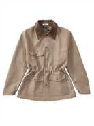 Retro 21 Wool Blend Contrast Collar Jacket in Khaki