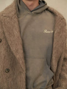 Retro 21 Long Pile Wool Double Breasted Coat in Camel - On Model