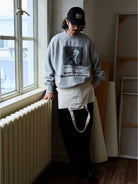 USAGE Washed Cotton Graphic Sweatshirt in Gray - On Male Model