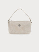 SMFK Small Croc Embossed Leather Shoulder Bag in White