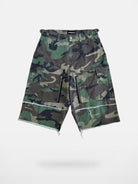 UNKNOWNWORLD Raw Edge Camo Cargo Shorts in Green