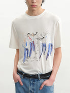 JCAESAR STUDIO Symphony Print Tencel Wool T Shirt in White - On Male Model