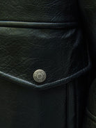 Retro 21 Faux Leather Biker Jacket with Fur Collar in Black - Detail