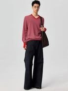 SIMPLE PROJECT Raw Selvedge Boot Cut Jeans in Navy - On Male Model